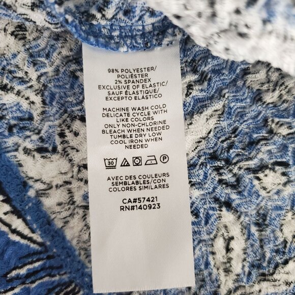 LOFT Womens Blue Floral Crinkle Blouse Size M Square Neck Long Sleeve Career - Picture 4 of 7